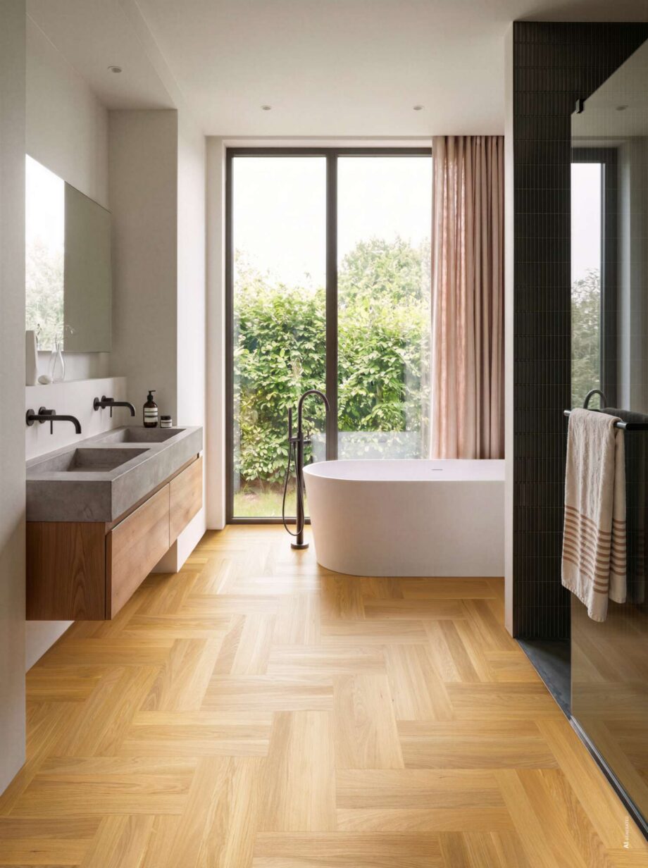 Fiskbensparkett Bauwerk Monopark ek natur 15 oljad slipad – miljöbild 2 Fiskbensparkett Bauwerk Monopark ek natur 15 oljad slipad – 3
