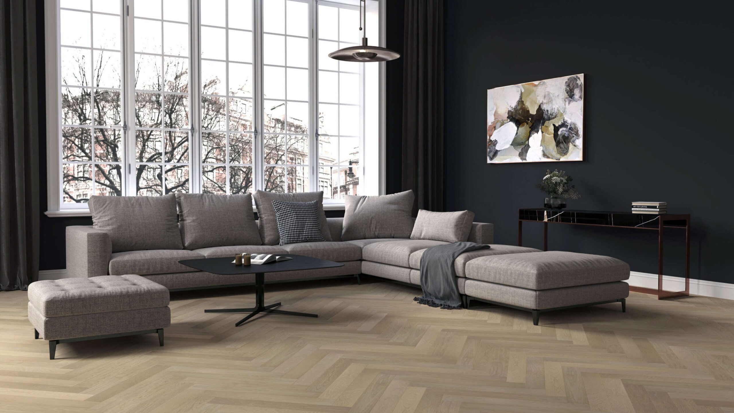 Fiskbensparkett ek Esta AB Sandstone extra mattlackad – 2