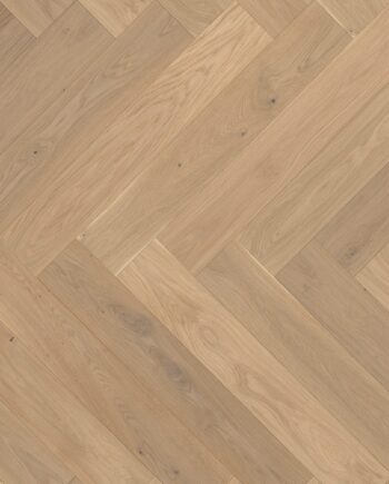 Fiskbensparkett ek, ter Hürne, raw oak herringbone, borstad, fasad, extra matt lack