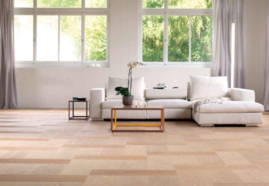 Parkettgolv Bauwerk Formpark 780 ek Avorio 14 oljad djupborstad – 2