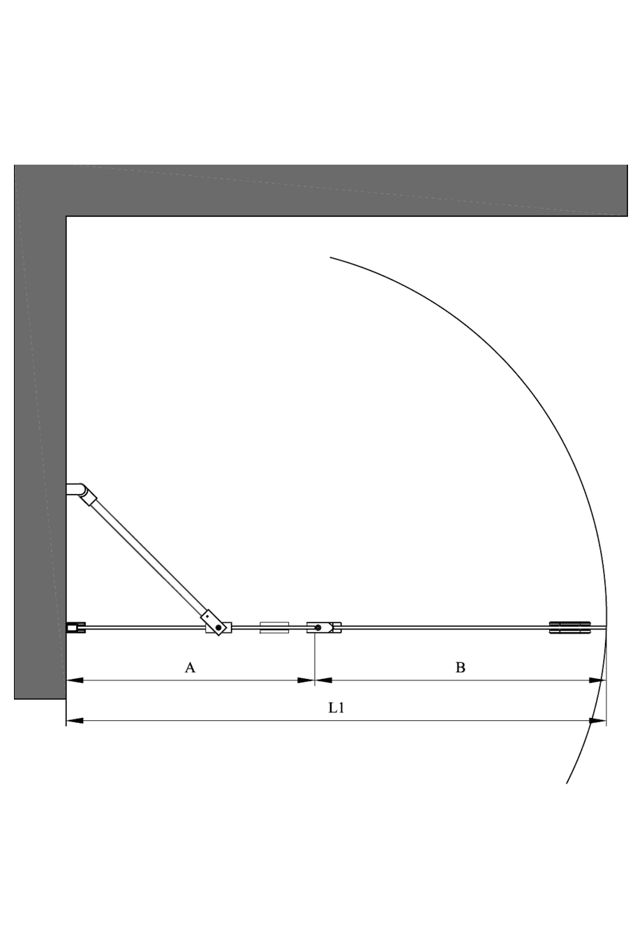 Svängbar duschvägg med fast del Hietakari Forma 304 – 2