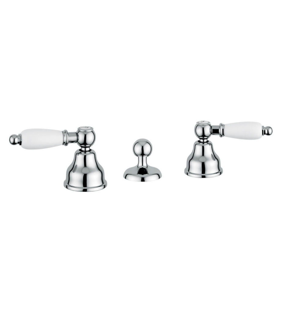 Trehåls bidéblandare Emmevi Decò Ceramic 121034 med bottenventil
