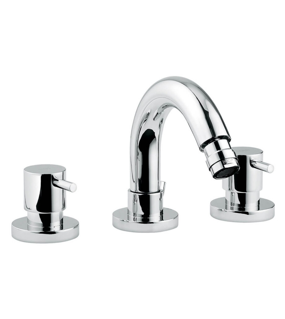 Trehåls bidéblandare Emmevi Piper 45034 med bottenventil, krom Trehåls bidéblandare Emmevi Piper 45034 med bottenventil