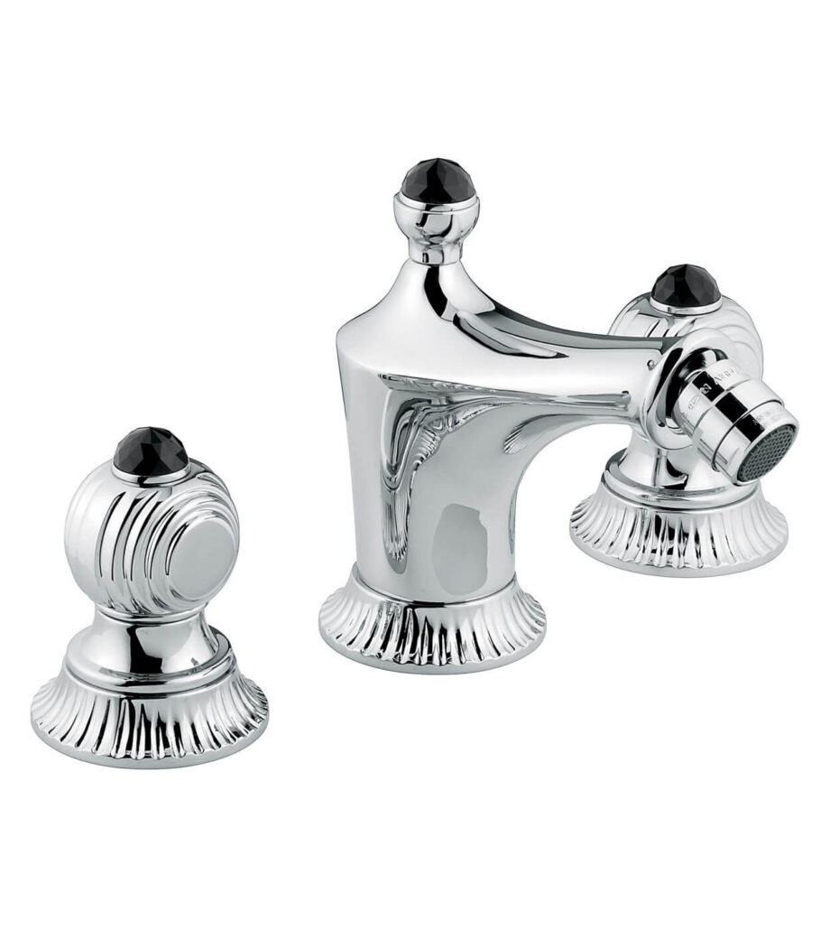 Trehåls bidéblandare Emmevi The One Cloe 98044 med bottenventil, krom, med svart kristall Trehåls bidéblandare Emmevi The One Cloe 98044 med bottenventil – 3