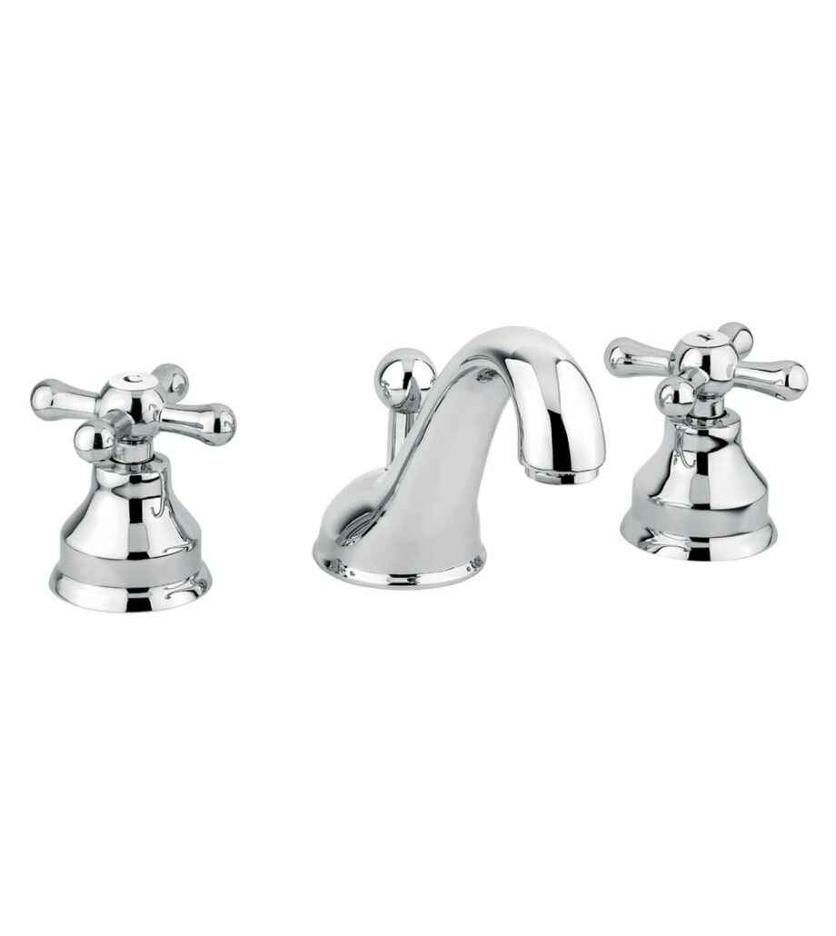 Trehåls tvättställsblandare Emmevi Decò Classic 12033 med bottenventil, krom Trehåls tvättställsblandare Emmevi Decò Classic 12033 med bottenventil