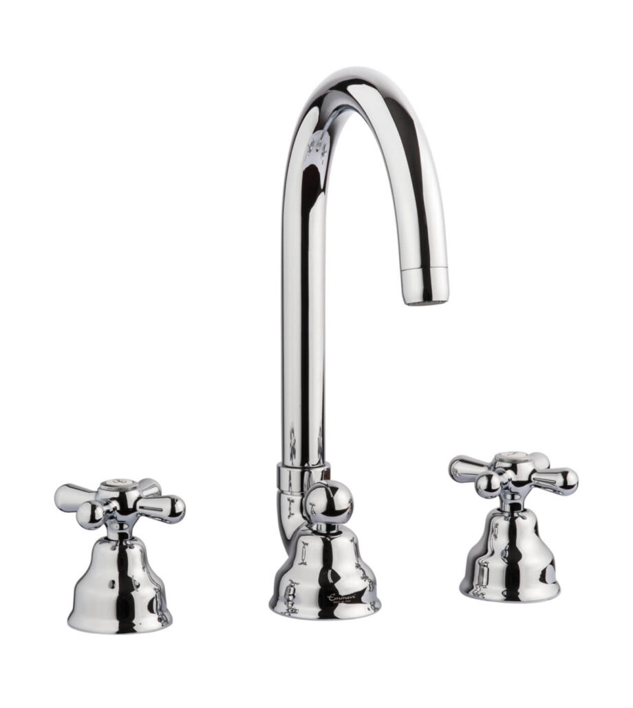 Trehåls tvättställsblandare Emmevi Decò Classic 12043 med bottenventil, krom Trehåls tvättställsblandare Emmevi Decò Classic 12043 med bottenventil